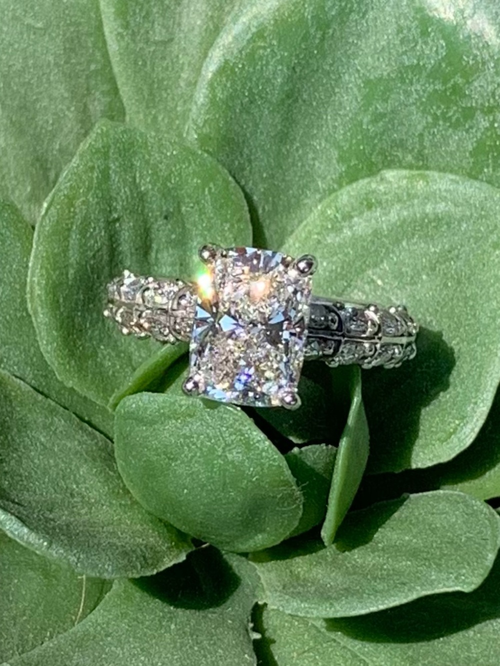 IGI Certified Lab diamond ring with side stones QUICK SHIP